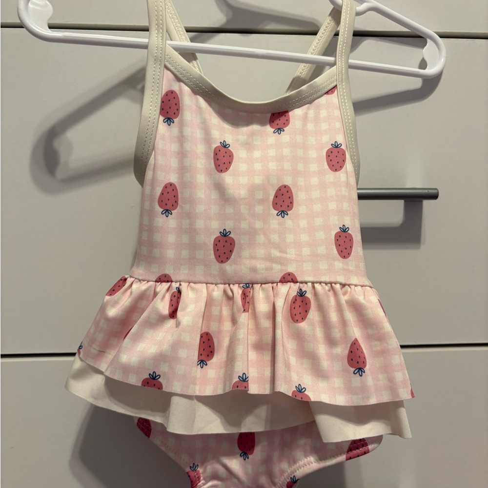 Pink Strawberry Kids Swim One Piece
